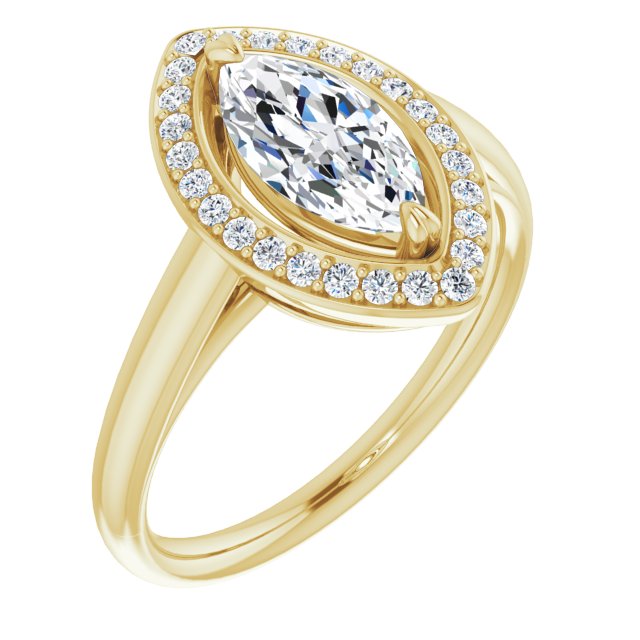 10K Yellow Gold Customizable Marquise Cut Design with Loose Halo