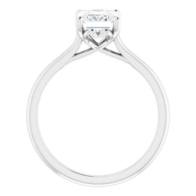 Cubic Zirconia Engagement Ring- The Josepha (Customizable Cathedral-style Radiant Cut Solitaire with Decorative Heart Prong Basket)