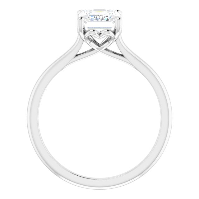 Cubic Zirconia Engagement Ring- The Josepha (Customizable Cathedral-style Radiant Cut Solitaire with Decorative Heart Prong Basket)
