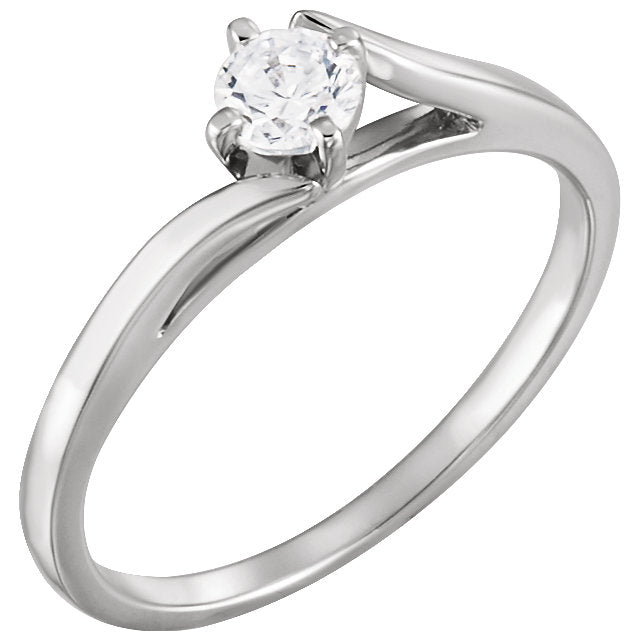 Cubic Zirconia Engagement Ring-*Clearance* The Dell Cathedral Bypass Solitaire with 0.23 Round Cut Center Stone in Sterling Silver