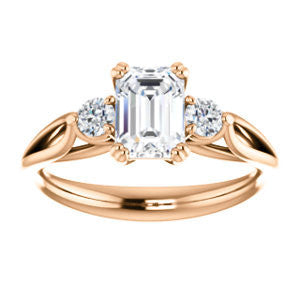 Cubic Zirconia Engagement Ring- The Libby Leigh (Customizable 3-stone Radiant Cut Design with Flanking Round Accents and Wide Curve-Split Band)