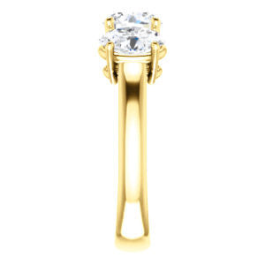 Cubic Zirconia Engagement Ring- The Rita (Customizable Round Cut Three-stone Style with Dual Oval Cut Accents)
