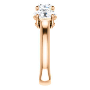 Cubic Zirconia Engagement Ring- The Rita (Customizable Round Cut Three-stone Style with Dual Oval Cut Accents)