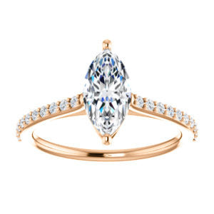 Cubic Zirconia Engagement Ring- The Tanisha (Customizable Cathedral-set Marquise Cut Design with Thin Pavé Band)