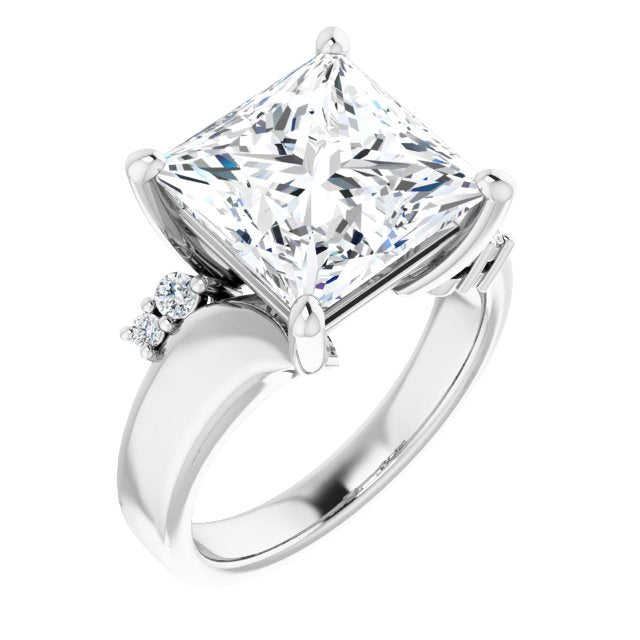 10K White Gold Customizable 5-stone Princess/Square Cut Style featuring Artisan Bypass