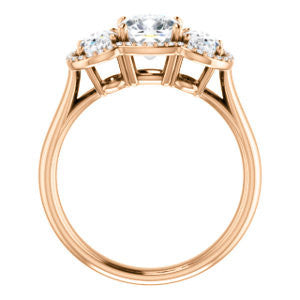 Cubic Zirconia Engagement Ring- The Carissa (Customizable Cushion Cut 3-stone Halo Style with Oval Accents)