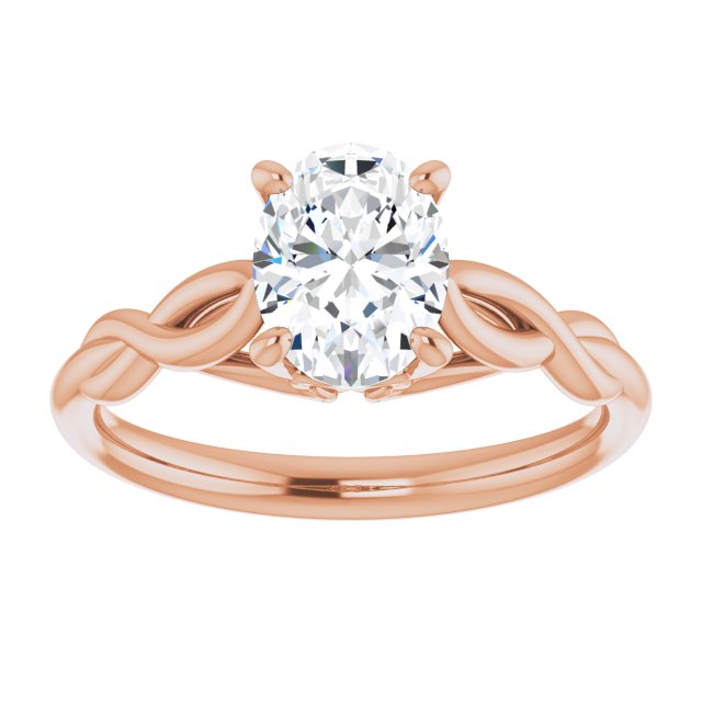 Cubic Zirconia Engagement Ring- The Diamond (Customizable Oval Cut Solitaire with Braided Infinity-inspired Band and Fancy Basket)