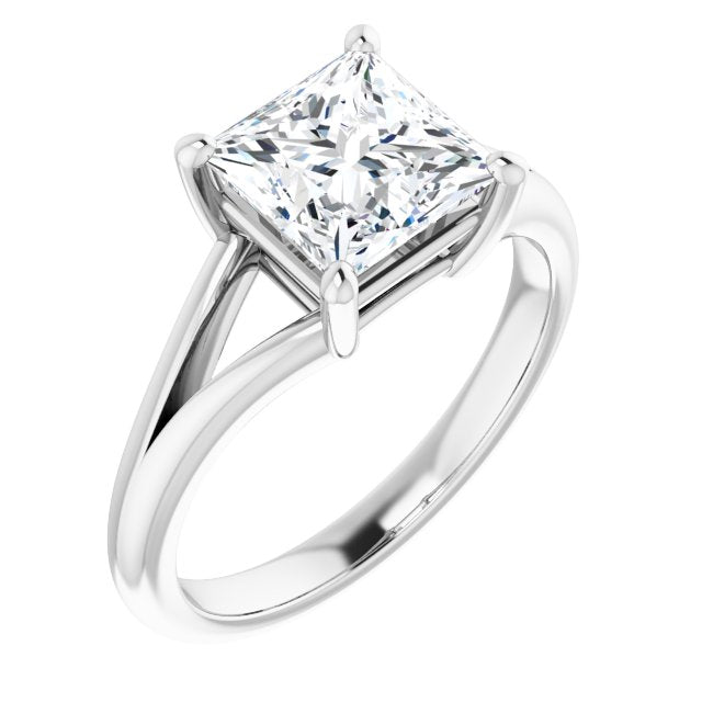 10K White Gold Customizable Princess/Square Cut Solitaire with Tapered Split Band