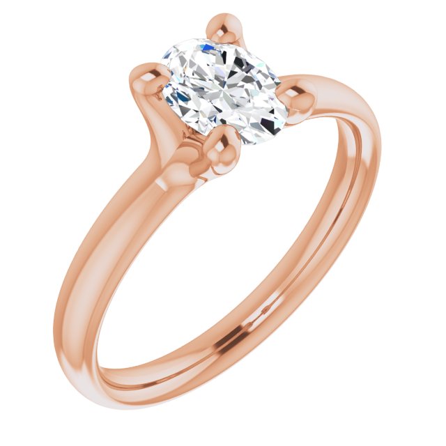 10K Rose Gold Customizable Oval Cut Fabulous Solitaire