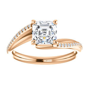 Cubic Zirconia Engagement Ring- The Teena (Customizable Asscher Cut with 3-sided Twisting Pavé Split-Band)
