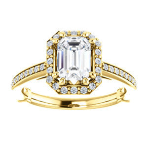 Cubic Zirconia Engagement Ring- The Jessika (Customizable Cathedral-set Radiant Cut Design with Halo and Thin Pavé Band)