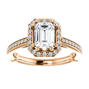 Cubic Zirconia Engagement Ring- The Jessika (Customizable Cathedral-set Radiant Cut Design with Halo and Thin Pavé Band)