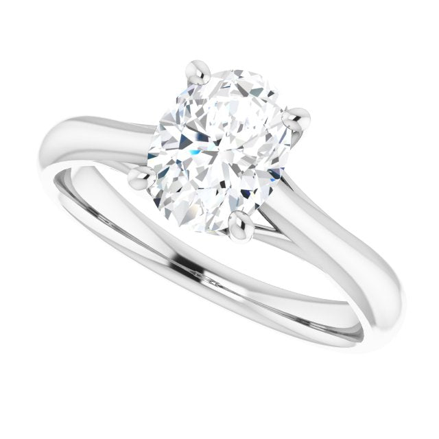 Cubic Zirconia Engagement Ring- The Crissy (Customizable Oval Cut Solitaire with Decorative Prongs & Tapered Band)