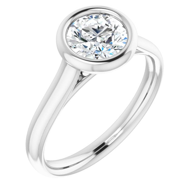 10K White Gold Customizable Cathedral-Bezel Round Cut Solitaire