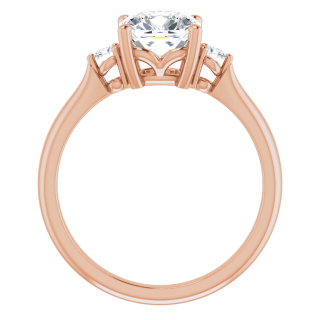 Cubic Zirconia Engagement Ring- The Amariah (Customizable 3-stone Cushion Cut Design with Twin Petite Round Accents)