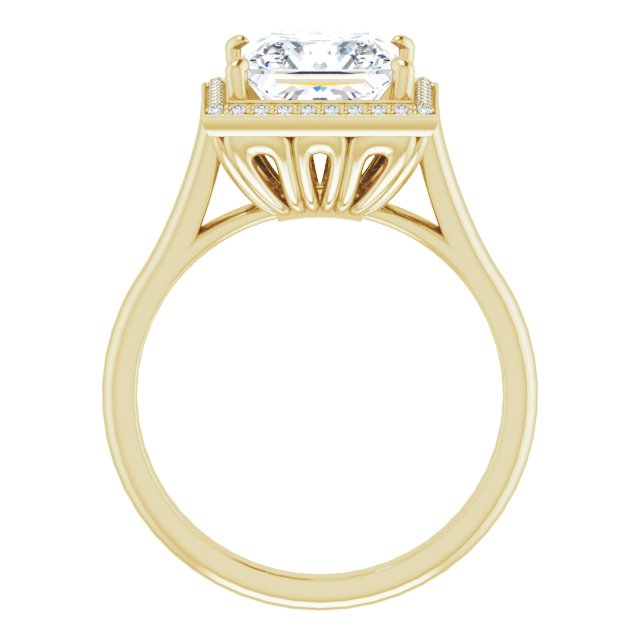 Cubic Zirconia Engagement Ring- The Cielo (Customizable Cathedral-Raised Princess/Square Cut Halo Style)