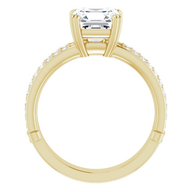 Cubic Zirconia Engagement Ring- The Constance (Customizable Asscher Cut Design featuring Split Band with Accents)