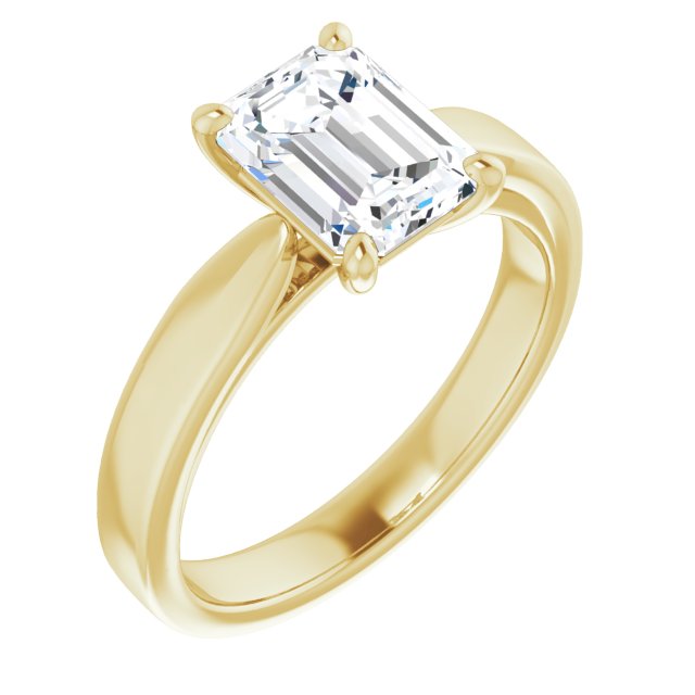 Cubic Zirconia Engagement Ring- The Eden (Customizable Emerald Cut Cathedral Solitaire with Wide Tapered Band)