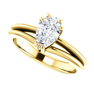 Cubic Zirconia Engagement Ring- The Reese (Customizable Pear Cut Solitaire with Grooved Band)