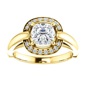 Cubic Zirconia Engagement Ring- The Kady (Customizable Cathedral-set Cushion Cut with Semi-Halo)
