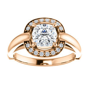 Cubic Zirconia Engagement Ring- The Kady (Customizable Cathedral-set Cushion Cut with Semi-Halo)