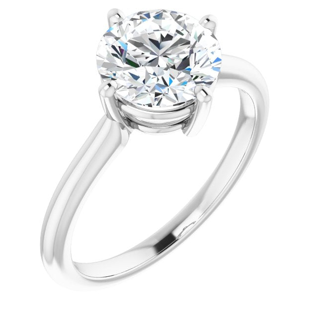 14K White Gold Customizable Round Cut Solitaire with Raised Prong Basket