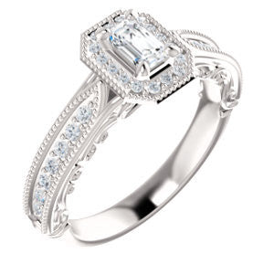 Cubic Zirconia Engagement Ring- The Zöe (Customizable Vintage Radiant Cut Greek Goddess Design)