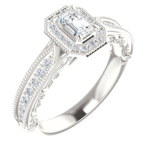 Cubic Zirconia Engagement Ring- The Zöe (Customizable Vintage Radiant Cut Greek Goddess Design)