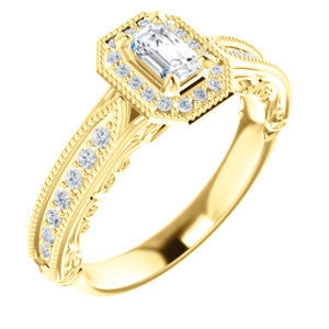 Cubic Zirconia Engagement Ring- The Zöe (Customizable Vintage Radiant Cut Greek Goddess Design)