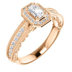 Cubic Zirconia Engagement Ring- The Zöe (Customizable Vintage Radiant Cut Greek Goddess Design)