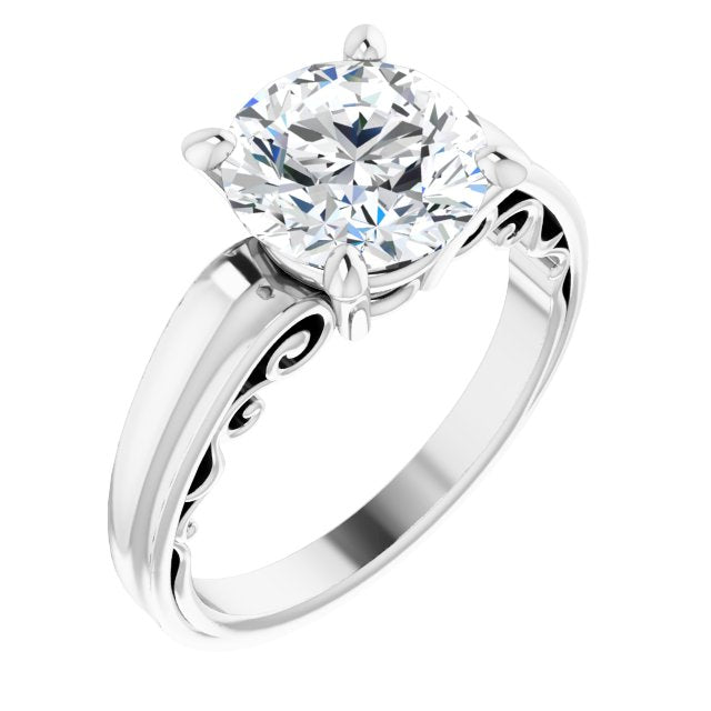 18K White Gold Customizable Round Cut Solitaire