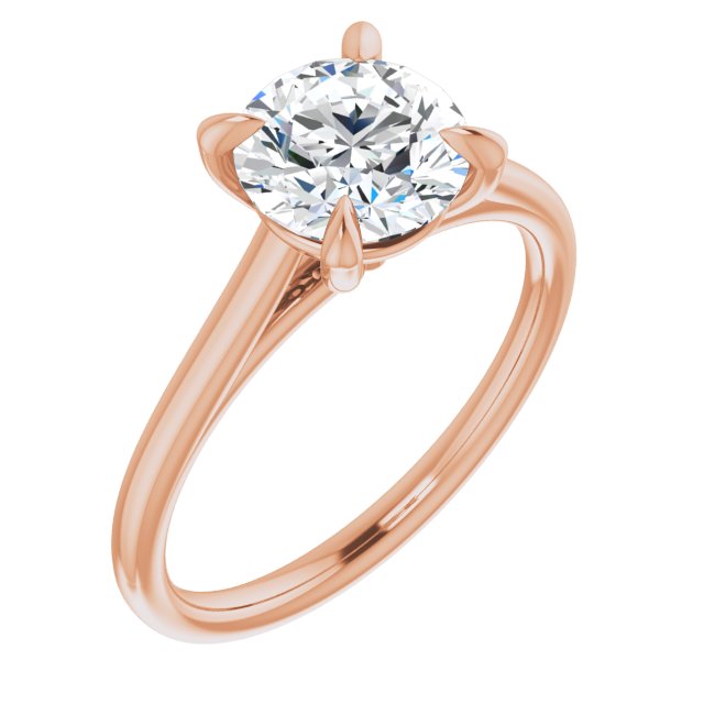 10K Rose Gold Customizable Classic Cathedral Round Cut Solitaire