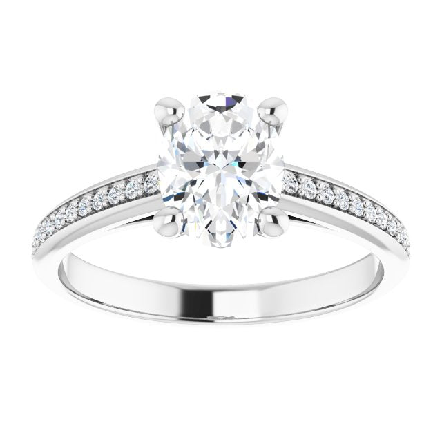 Cubic Zirconia Engagement Ring- The Ahimsa (Customizable Cathedral-set Oval Cut Style with Shared Prong Band)
