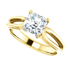 Cubic Zirconia Engagement Ring- The Piper (Customizable Asscher Cut Solitaire with Flared Split-band)