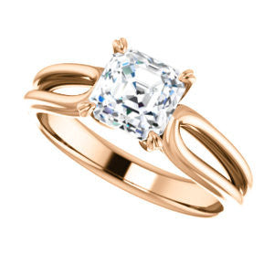 CZ Wedding Set, featuring The Piper engagement ring (Customizable Asscher Cut Solitaire with Flared Split-band)