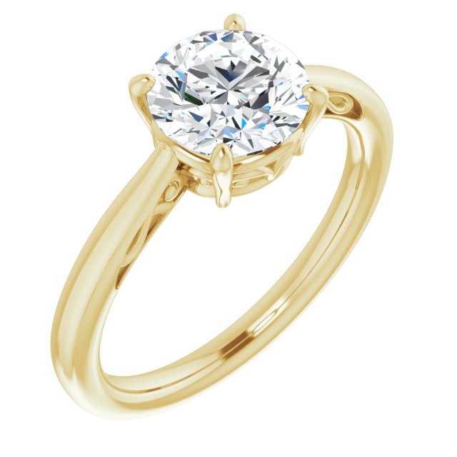 10K Yellow Gold Customizable Round Cut Solitaire with 'Incomplete' Decorations