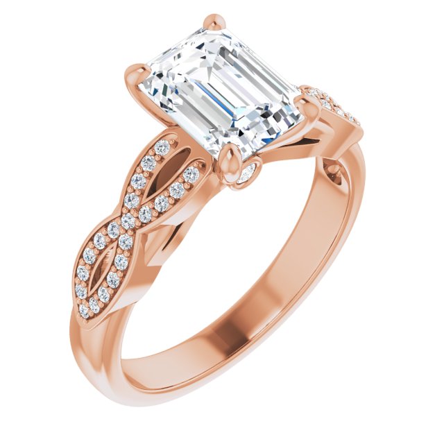 Cubic Zirconia Engagement Ring- The Lakiesha (Customizable Radiant Cut Design featuring Infinity Pavé Band and Round-Bezel Peekaboos)