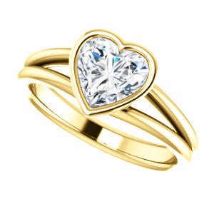 CZ Wedding Set, featuring The Shae engagement ring (Customizable Heart Cut Split-Band Solitaire)
