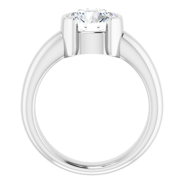 Cubic Zirconia Engagement Ring- The Charlotte (Customizable Bezel-set Round Cut Solitaire with Thick Band)