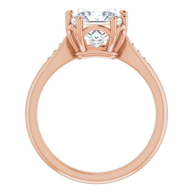 Cubic Zirconia Engagement Ring- The Sandhya (Customizable 9-stone Princess/Square Cut Design with 8-prong Decorative Basket & Round Cut Side Stones)