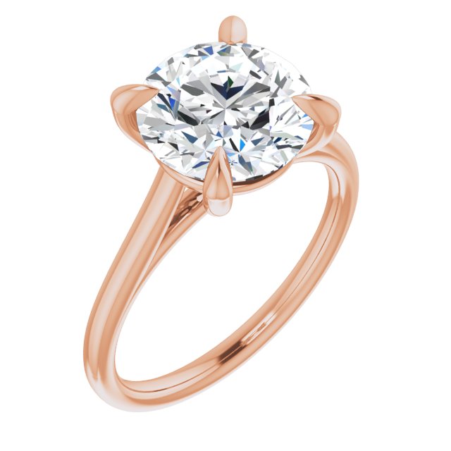 10K Rose Gold Customizable Classic Cathedral Round Cut Solitaire