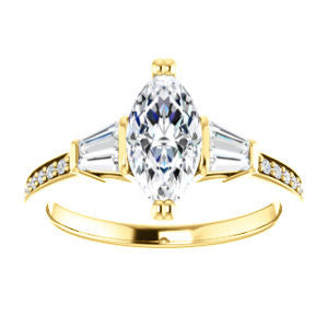 CZ Wedding Set, featuring The Hazel Rae engagement ring (Customizable Marquise Cut Design with Quad Baguette Accents and Pavé Band)