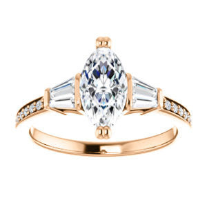 CZ Wedding Set, featuring The Hazel Rae engagement ring (Customizable Marquise Cut Design with Quad Baguette Accents and Pavé Band)