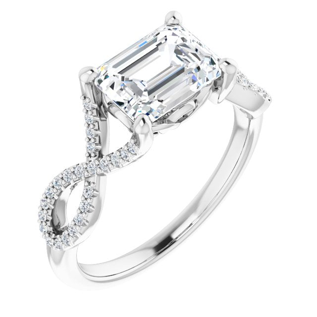 Cubic Zirconia Engagement Ring- The Venus (Customizable Radiant Cut Design with Twisting Infinity-inspired, Pavé Split Band)