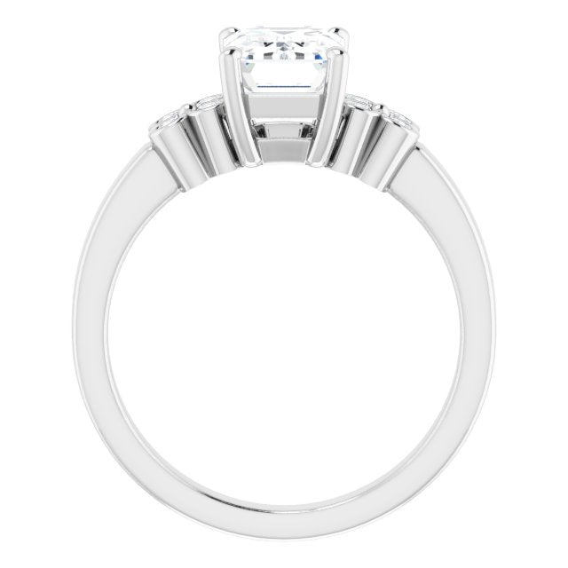 Cubic Zirconia Engagement Ring- The Heidi Grethe (Customizable 9-stone Design with Radiant Cut Center and Complementary Quad Bezel-Accent Sets)