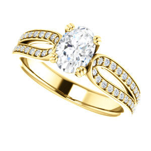 Cubic Zirconia Engagement Ring- The Monet (Customizable Oval Cut Design with Wide Split-Pavé Band)