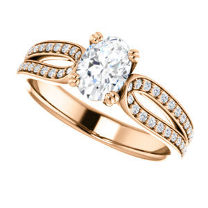Cubic Zirconia Engagement Ring- The Monet (Customizable Oval Cut Design with Wide Split-Pavé Band)