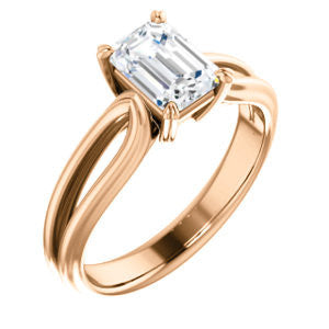 CZ Wedding Set, featuring The Piper engagement ring (Customizable Emerald Cut Solitaire with Flared Split-band)