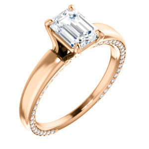 Cubic Zirconia Engagement Ring- The Rosalina (Customizable Radiant Cut with Three-sided Pavé Band)