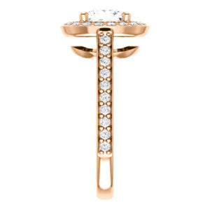 Cubic Zirconia Engagement Ring- The Margie Mae (Customizable Princess Cut Halo-Style with Pavé Band)